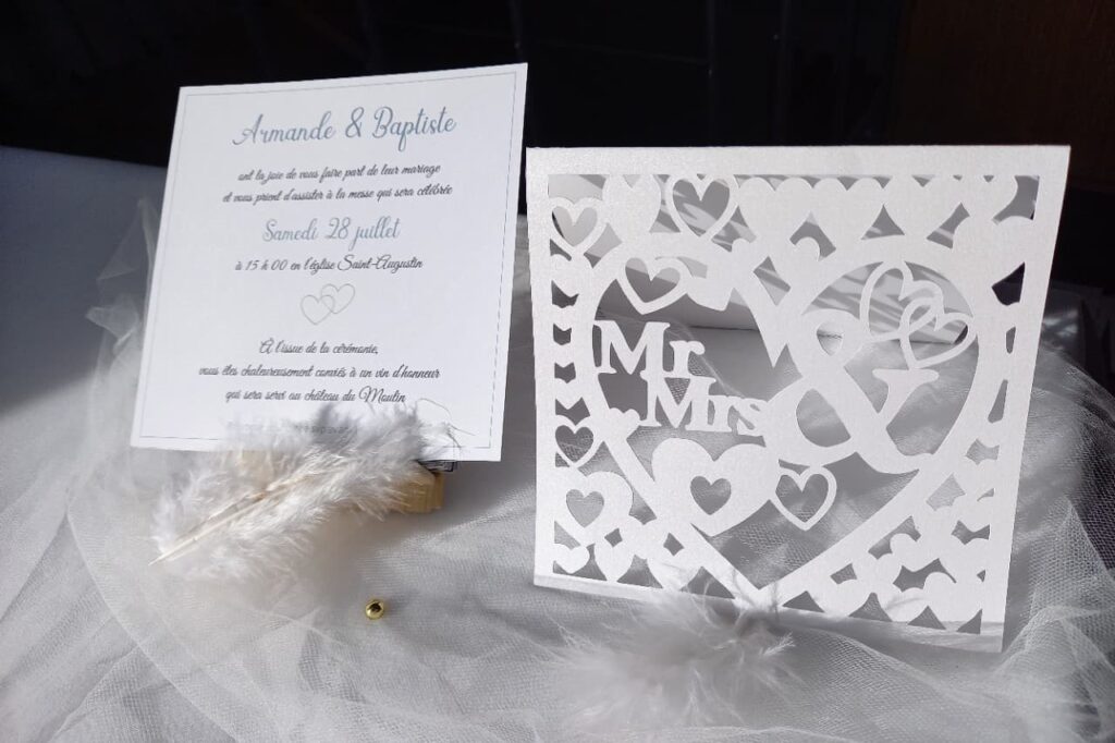 Un très joli fairepart de mariage conçu sur mesure par la Wedding Planner de Rennes